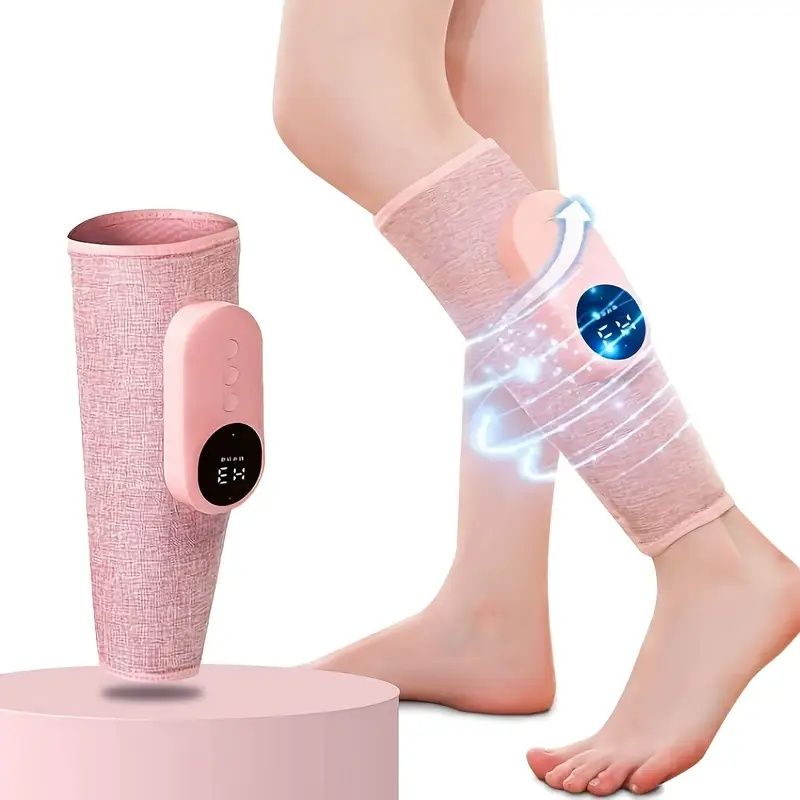 Rechargeable Leg Massager with Heat and Air Compression - 3 Modes, 3 Intensities for Improved Circulation & Swelling, USB Powered, Pink - Ideal for Soothing Leg &