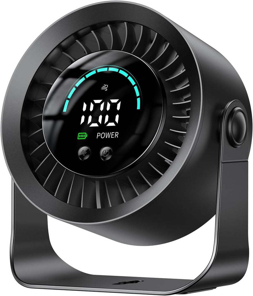 Rechargeable USB Desk Fan for Bedroom, 100 Speeds, 360° Rotation, Wall Mounted Design Small Portable Table Fan with LED Display, Quiet Personal Desktop Cooling Fans for Home Office