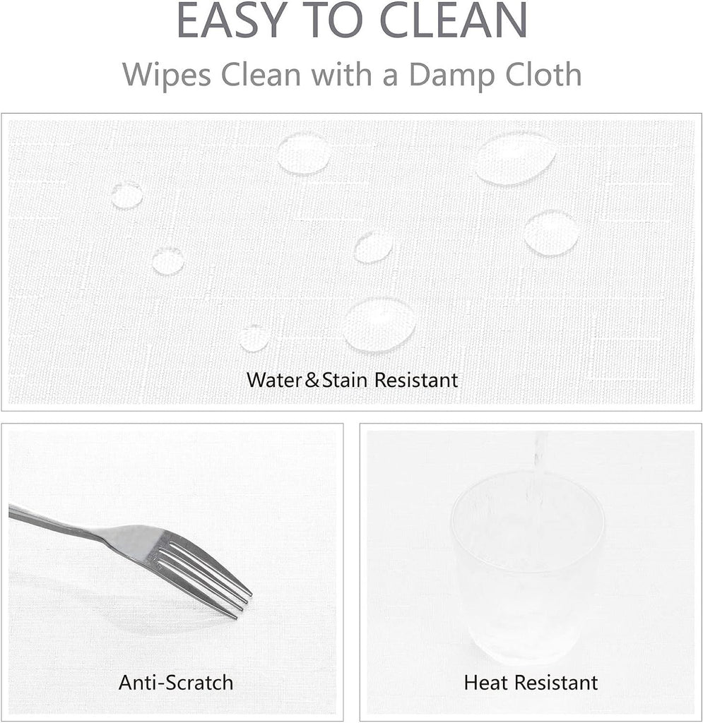 Rectangle 10 Feet Tablecloth 60x144 inch Linen Textured Table Cloth Stain and Wrinkle Resistant Washable Polyester, Decorative Table Cover Waterproof for Dining, Buffet and Camping, White