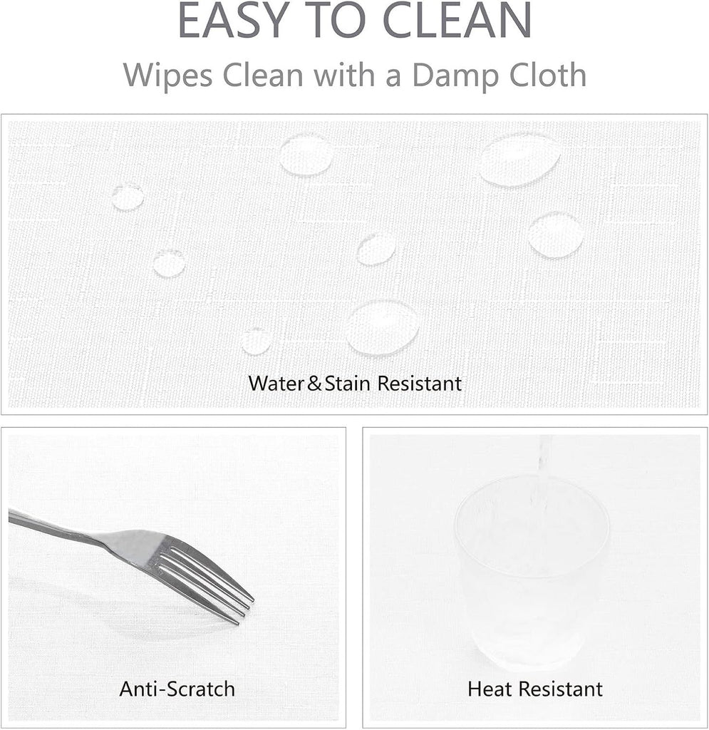 Rectangle 4 Feet Tablecloth 60x84 inch Linen Textured Table Cloth Stain and Wrinkle Resistant Washable Polyester, Decorative Table Cover Waterproof for Dining, Buffet and Camping, White
