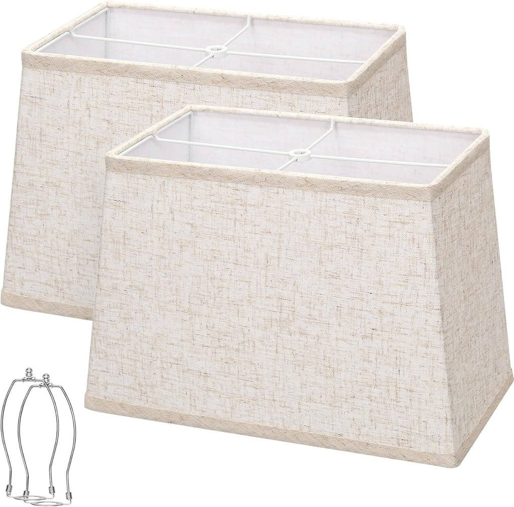 Rectangle Lamp Shades Set of 2, Large Beige Lampshades for Table Lamps Floor Lamps