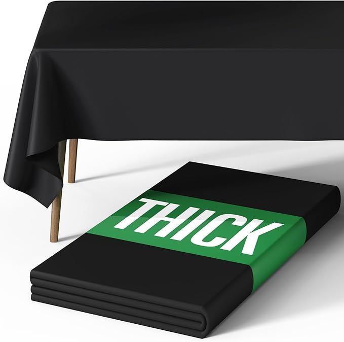 Rectangle Table Cloth 60" x 84" – Durable Polyester Tablecloth Offers Reusable & Washable Protection, Ideal for Outdoor Party, Picnic, Wedding, Banquet and Birthday, 1 Pack, Black