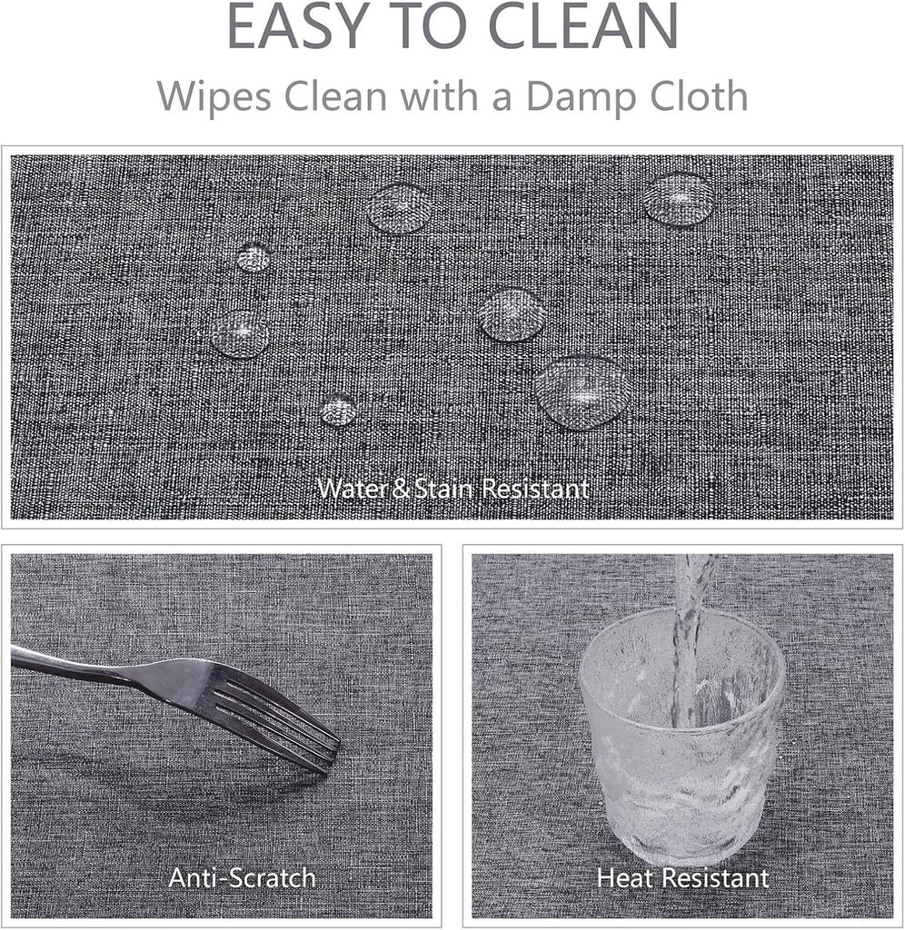 Rectangle Tablecloth Linen Textured Waterproof & Stain Resistant Table Cloth Wrinkle Free Decorative Fabric Farmhouse Table Cover for Dining/Party/Buffet/Wedding, 52 x 70 Inch, Dark Grey
