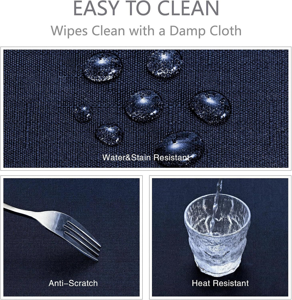 Rectangle Tablecloth Waterproof 60x84 inch Linen Textured Table Cloth Stain and Wrinkle Resistant Washable, Decorative Fabric Table Cover for Dining, Party and Camping, Navy Blue