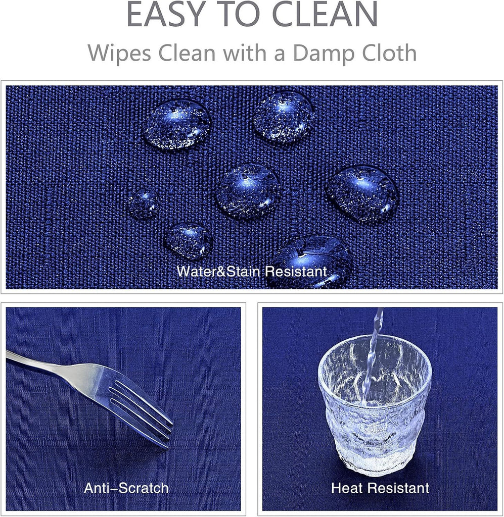 Rectangle Tablecloth Waterproof 60x84 inch Linen Textured Table Cloth Stain and Wrinkle Resistant Washable, Decorative Fabric Table Cover for Dining, Party and Camping, Royal Blue