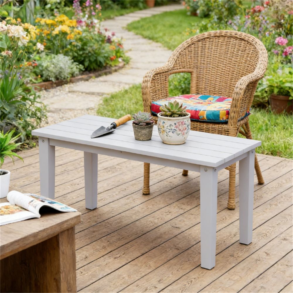 Rectangular dining table, outdoor coffee table, terrace table, garden table, white (table only)