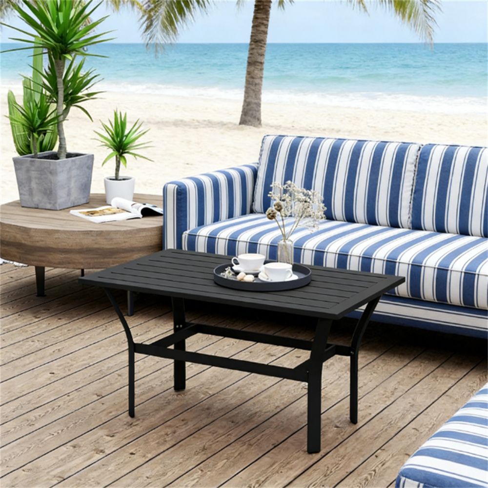 Rectangular dining table, terrace table, garden table, black(table only)