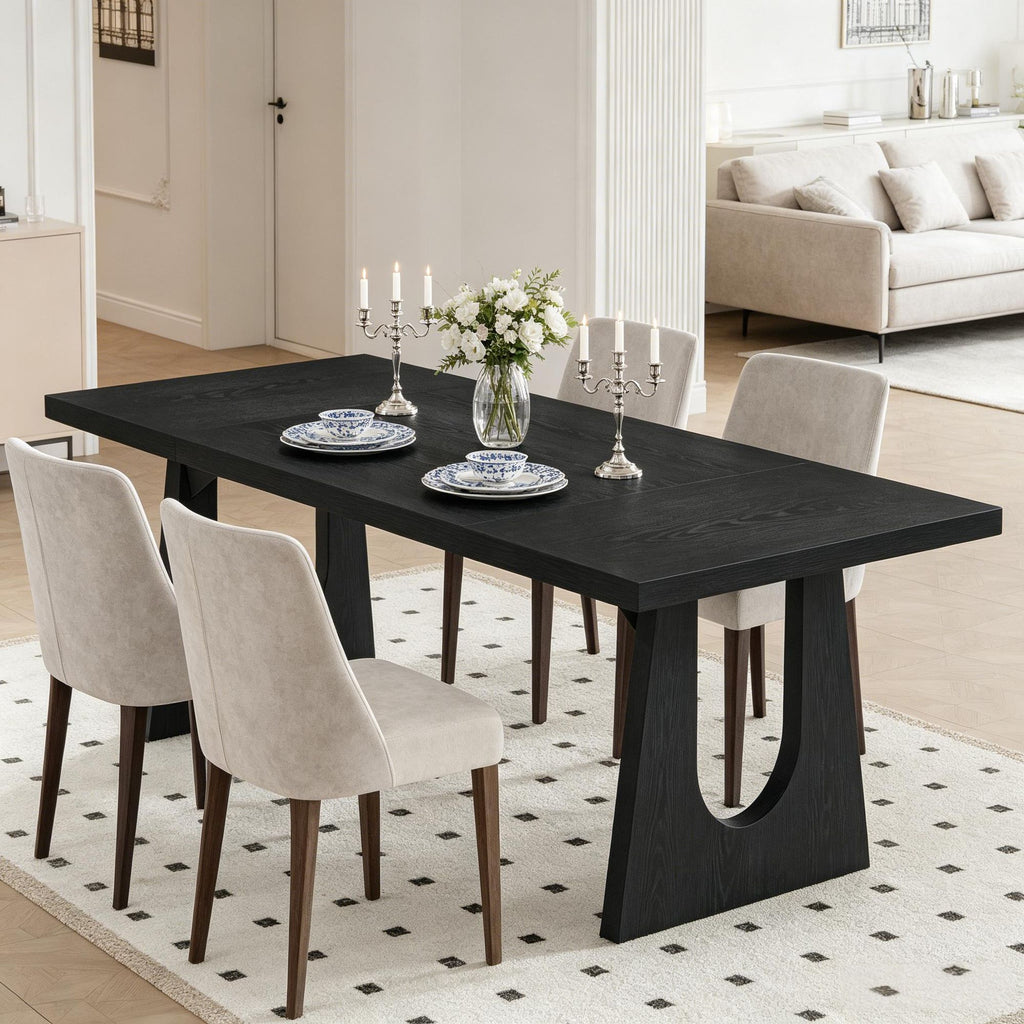 Rectangular Wood Dining Table for 6-8 People Kitchen Table Wood