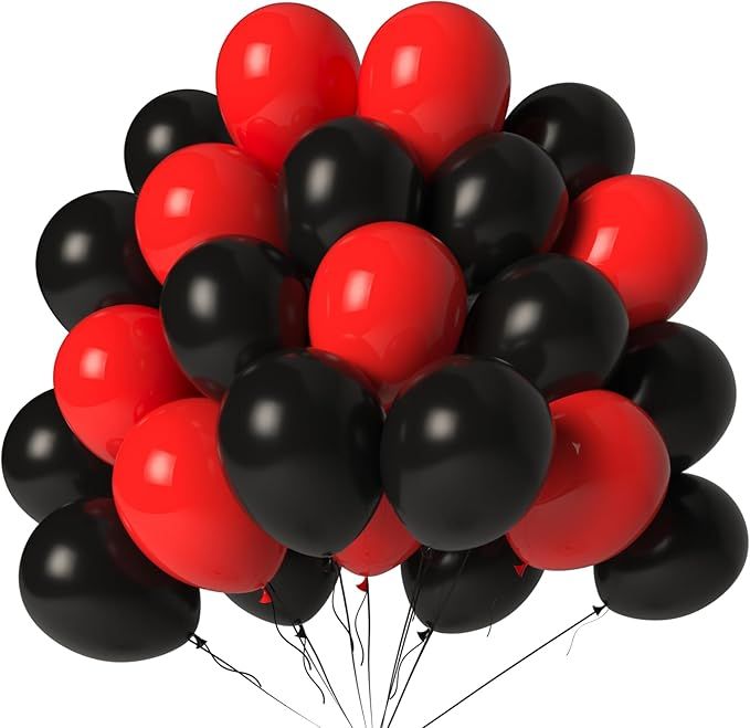 Red and Black Balloons 100 Pack 12 Inch Red Black Latex Helium Balloons for Birthday Wedding Christmas New Year Party Decorations