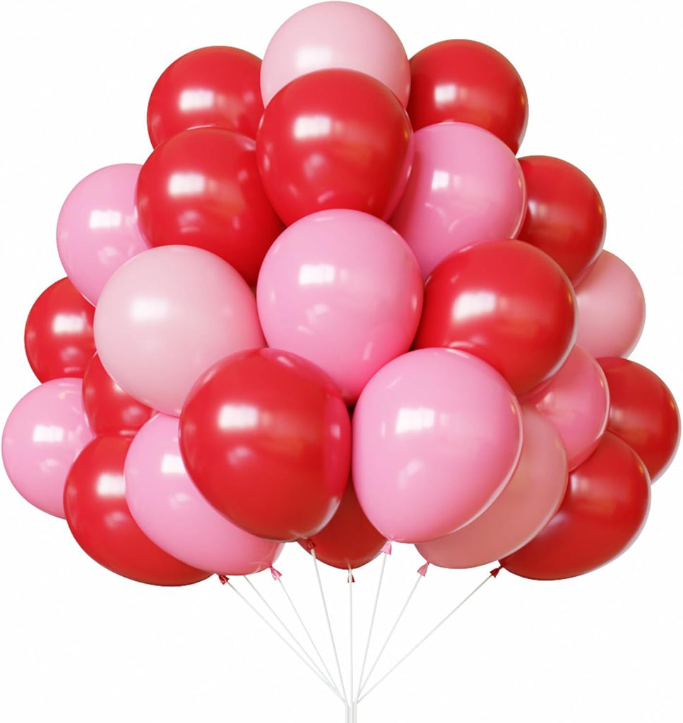 Red and Pink Balloons, Valentines Balloons, 67pcs 12 Inch Pink and Red Balloon for Birthday, Valentines, Anniversary Party Decorations