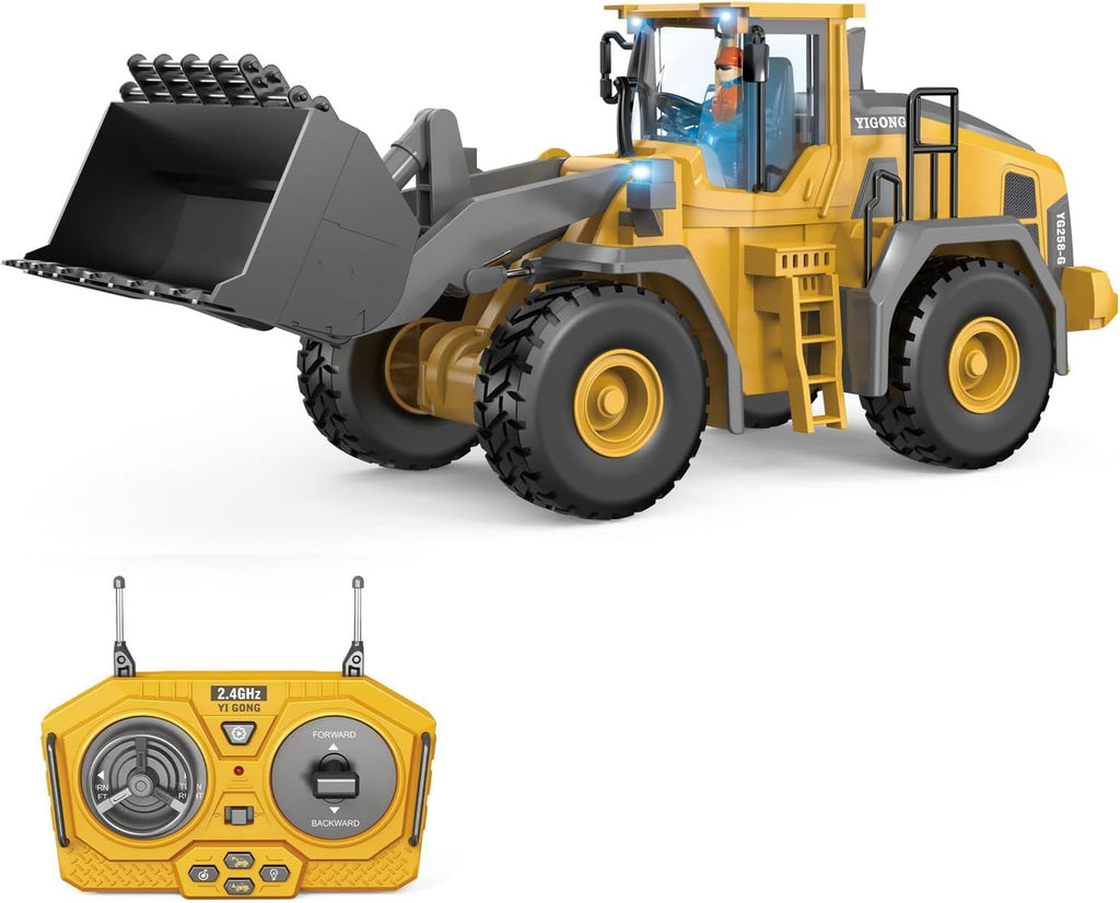 Remote Control Bulldozer 11 Channel Rc Bulldozer Construction Toys - W/Sound and Light, Two Rechargeable Batteries, Kids Bulldozers Toy Christmas & Birthday Gifts
