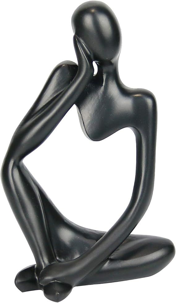 Resin Statue Thinker Style Decoration Abstract Sculptures Collectible Figurines for Home Decor Modern Office Shelf Desktop(Black Left.