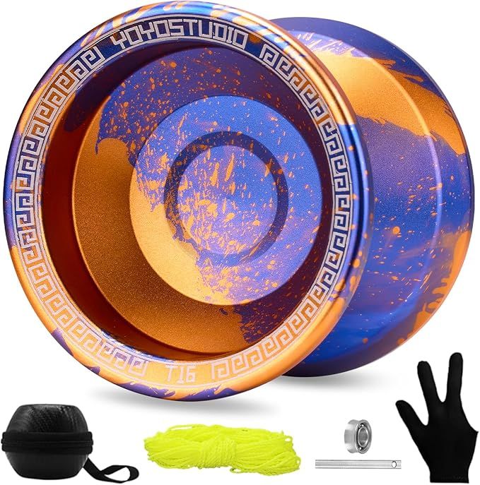Responsive Yoyo Professional Yoyo for Kids 8-12 Trick Yo Yo for Adults Kids Beginner with Unresponsive Yoyos Bearing Kit, 10 Yo-Yo Strings, Yoyos Case & Glove (Blue and Orange)