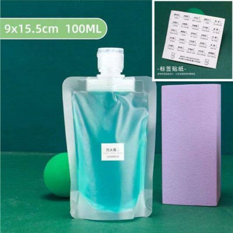 Reusable Travel Squeeze Pouches, 100ml Leakproof Refillable Liquid Bags for Shampoo Lotion