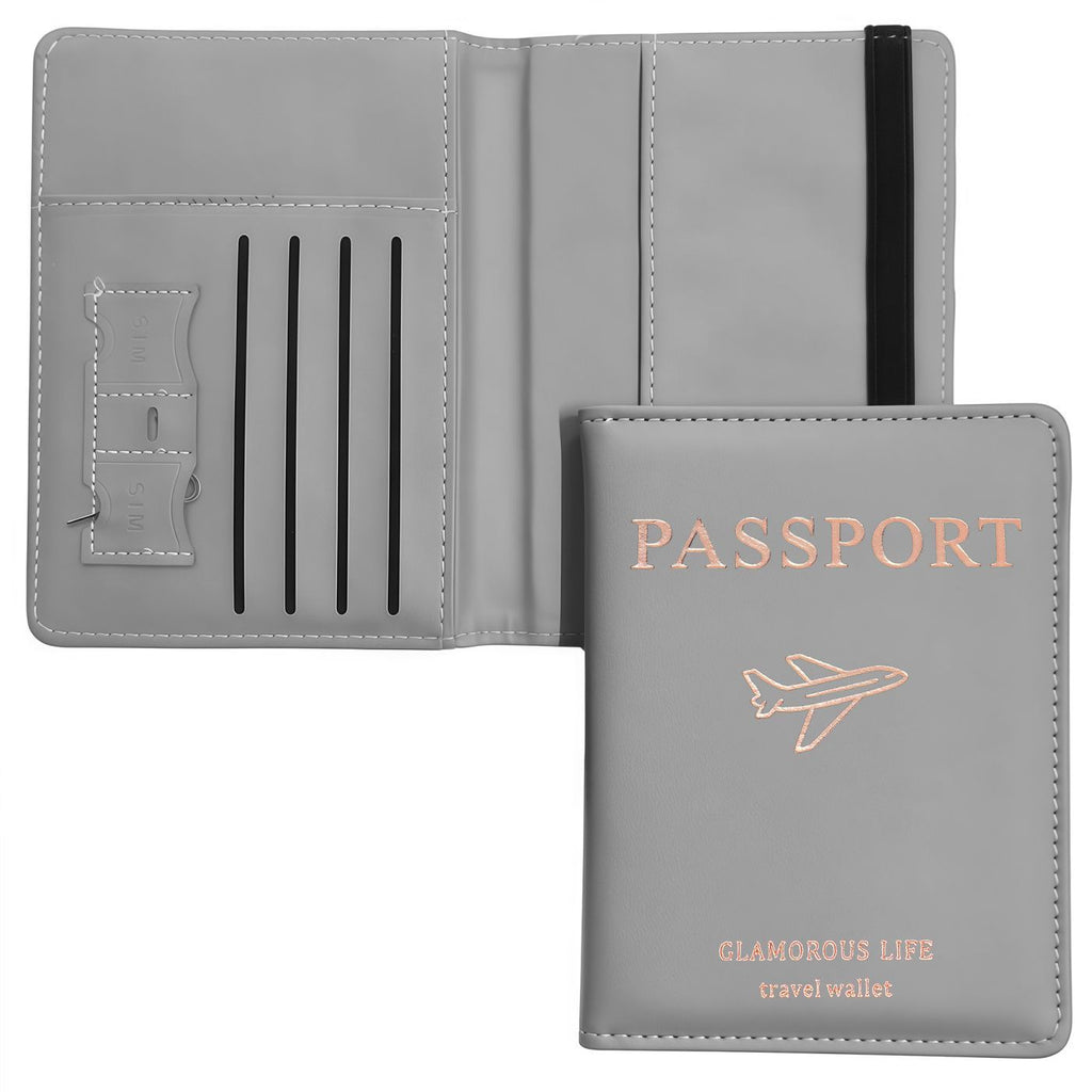 RFID Blocking Passport Holder, Multi Slot PU Leather Travel Document Wallet for Cards SIM Tickets Cash