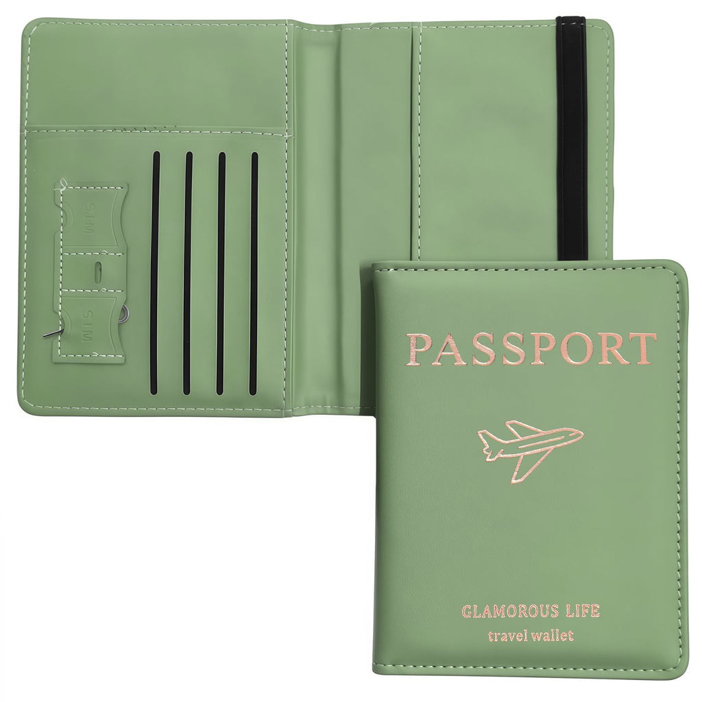 RFID Blocking Passport Holder, Multi Slot PU Leather Travel Document Wallet for Cards SIM Tickets Cash