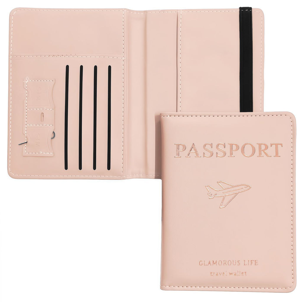 RFID Blocking Passport Holder, Multi Slot PU Leather Travel Document Wallet for Cards SIM Tickets Cash