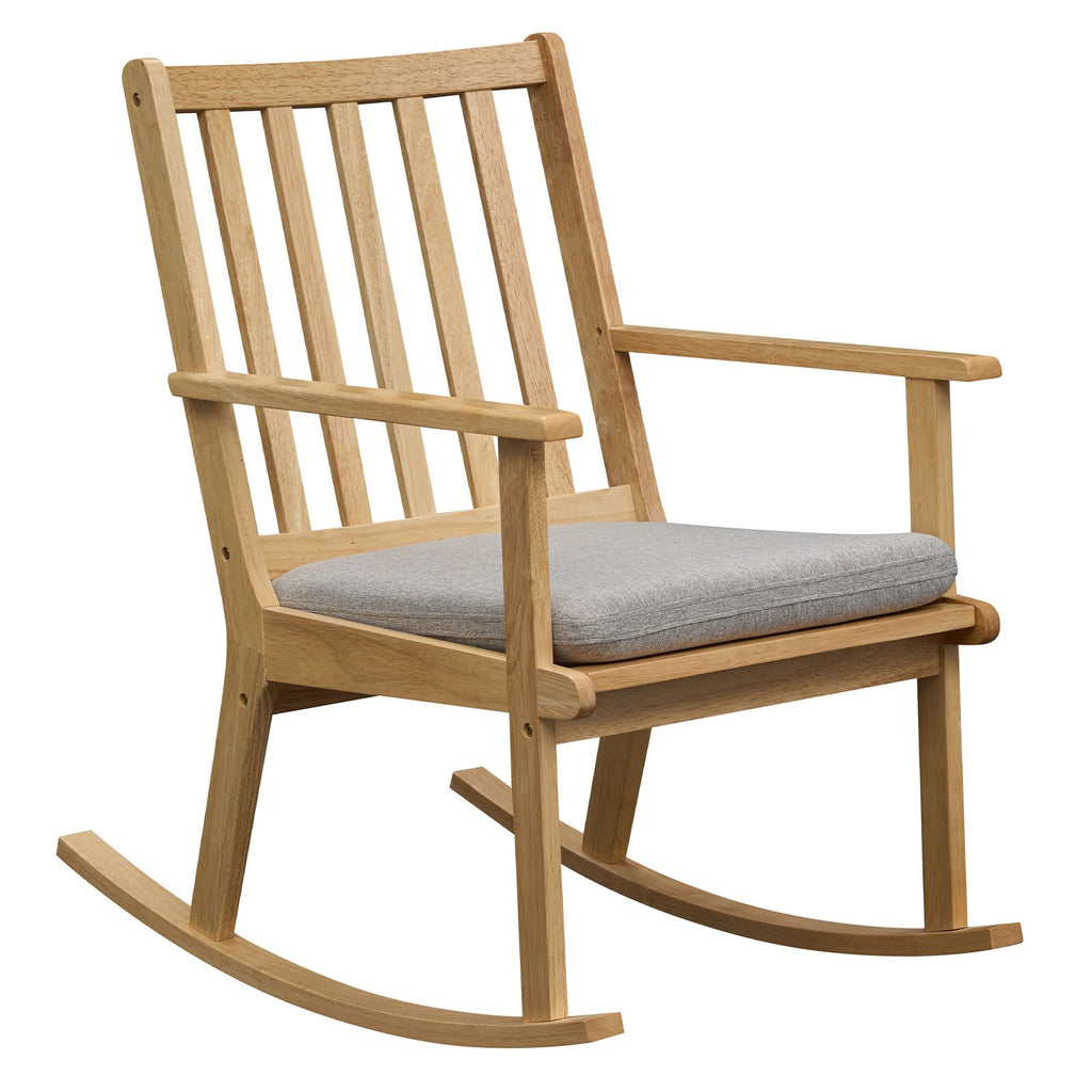 Rocking Chair with Cushion Solid Rubber Wood Rocker with Padded Seat