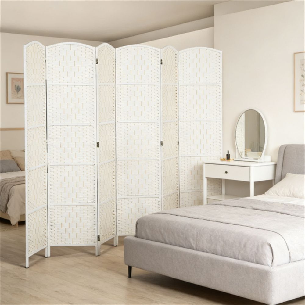 Room divider, 6 foldable privacy screens, white
