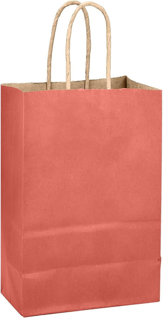 Rose Red Gift Bag with Handles Bulk 24Pcs Paper Bags -8.3"x6"x3. 15" Party Favor Bags - Solid Color