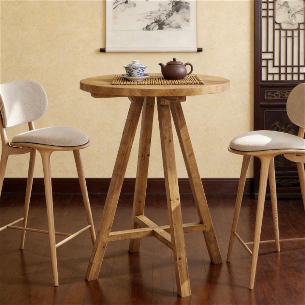 Round bar table, solid wood bar table, small bar table, outdoor coffee table, with sturdy design