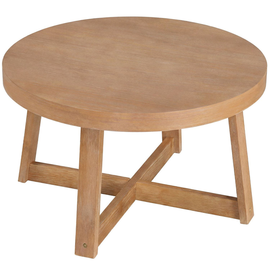 Round Coffee Table for Living Room 30 inch Farmhouse Accent Table with Study Rubber Wood Legs