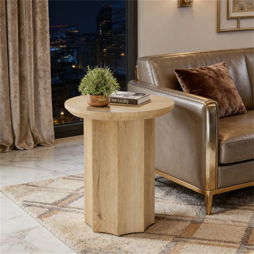 Round coffee table, wooden side table, sofa side table, tea table
