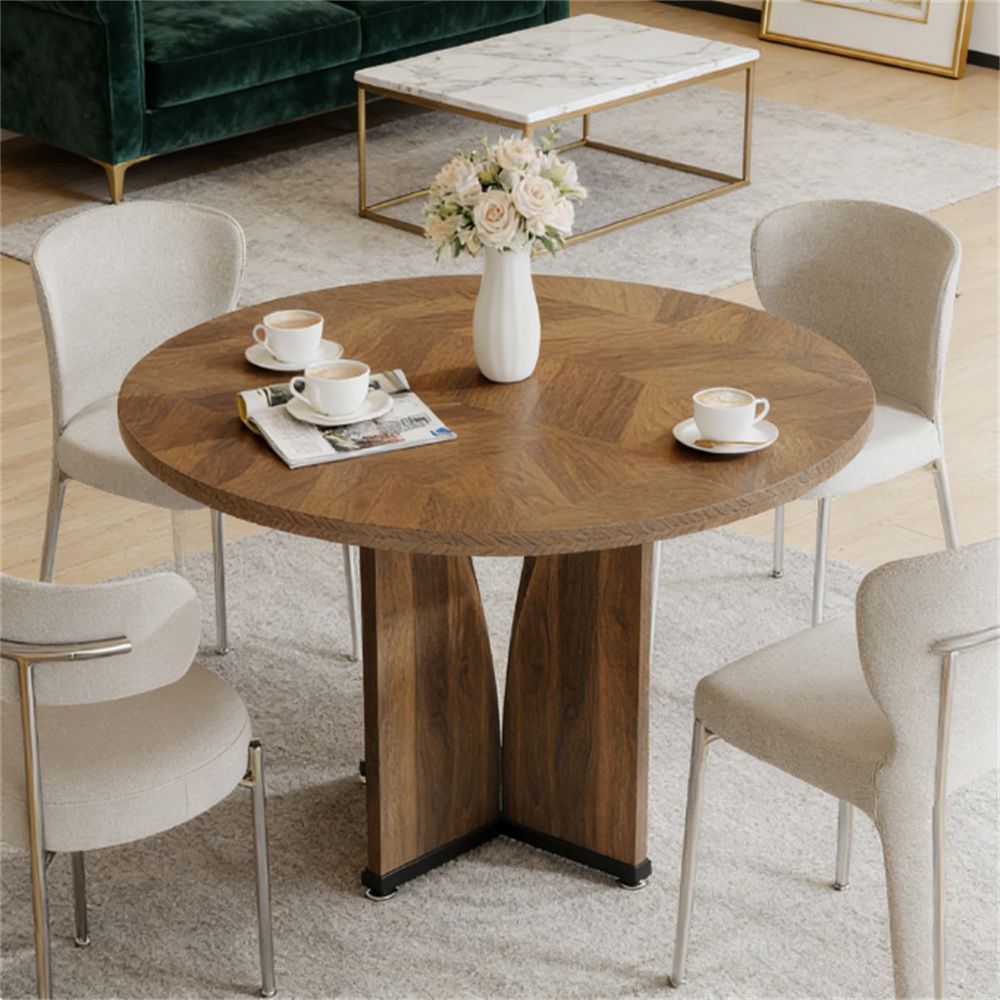Round dining table, farmhouse kitchen dining table, living room dining table