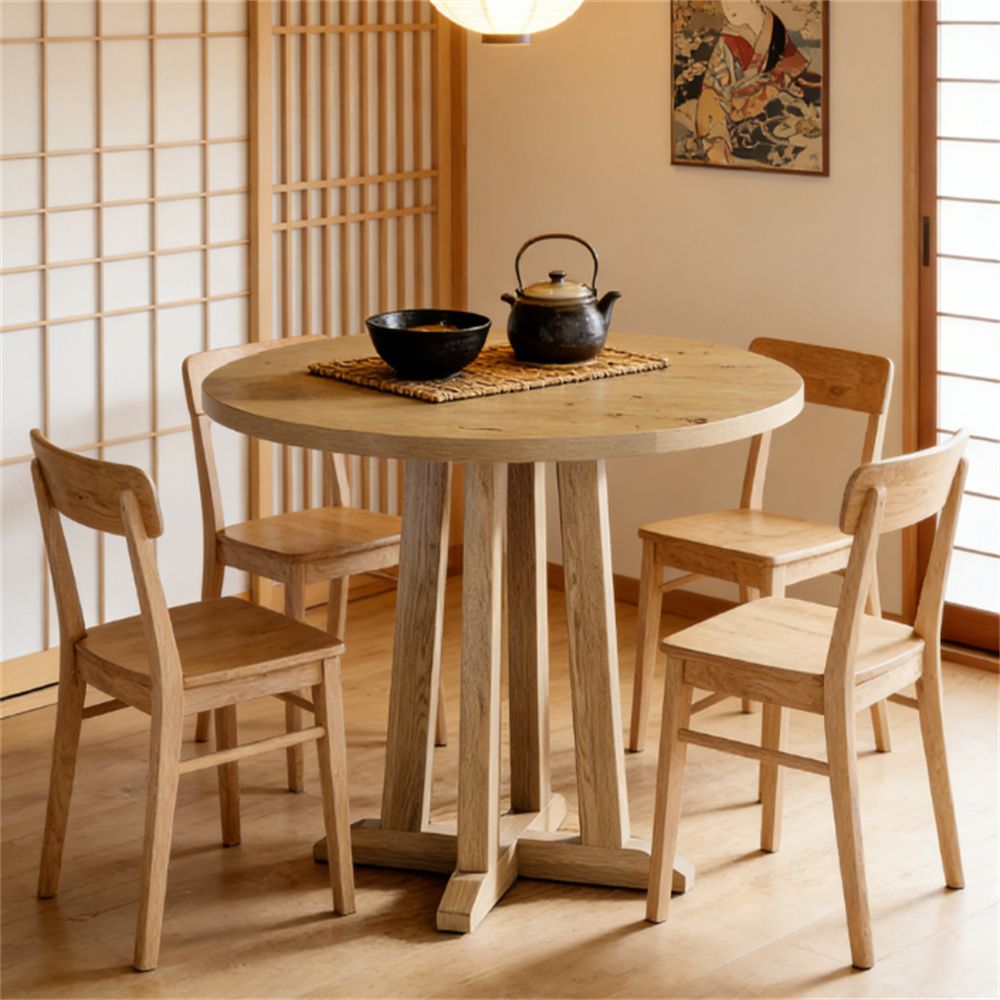 Round dining table, small kitchen dining table, coffee table, suitable for kitchen, living room, dining room (table only)