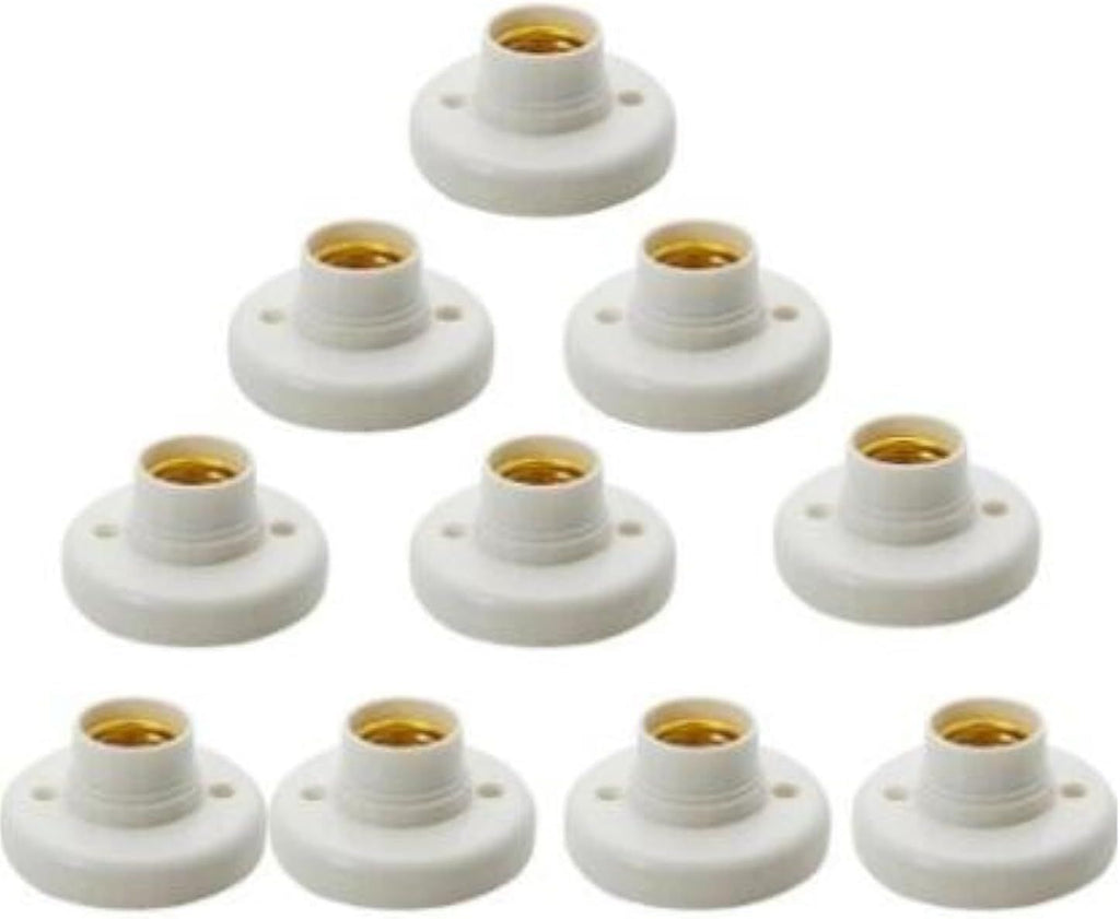 Round E27 White LED Lamp Screw Base Halogen Bulb Holder Converter Light Bulb Base Lamp Socket Adapter (10 pcs)