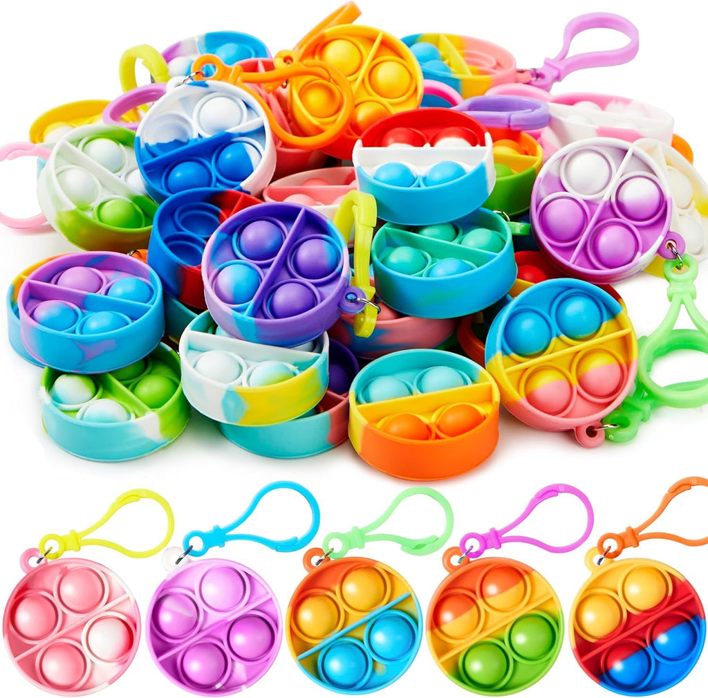 Round Pop Fidget Keychain Pop Fidget Toys Bulk Party Favors for Kids  Halloween Goodie Bags Stuffers Sensory Toys