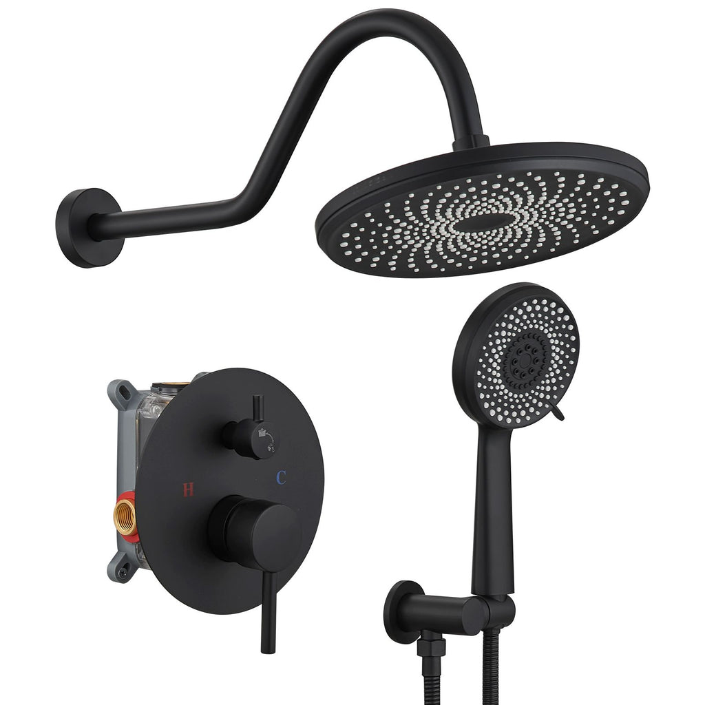 Round Single-Handle 3-Spray Rain Shower Head Round High Pressure Shower Faucet (Valve Included)