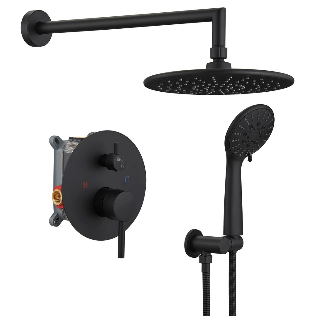 Round Single-Handle 3-Spray Rain Shower Head Round High Pressure Shower Faucet (Valve Included)
