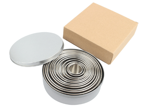ROUND STAINLESS STEEL COOKIE CUTTERS, Fluted Cookie Cutters, Round Metal Baking Rings for Pastry, Biscuits&Dough Cutting, Multimary Round Biscuits Mold