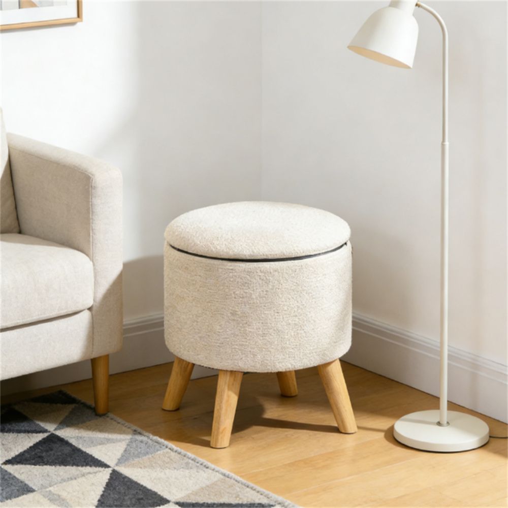 Round stool with storage space, round footstool