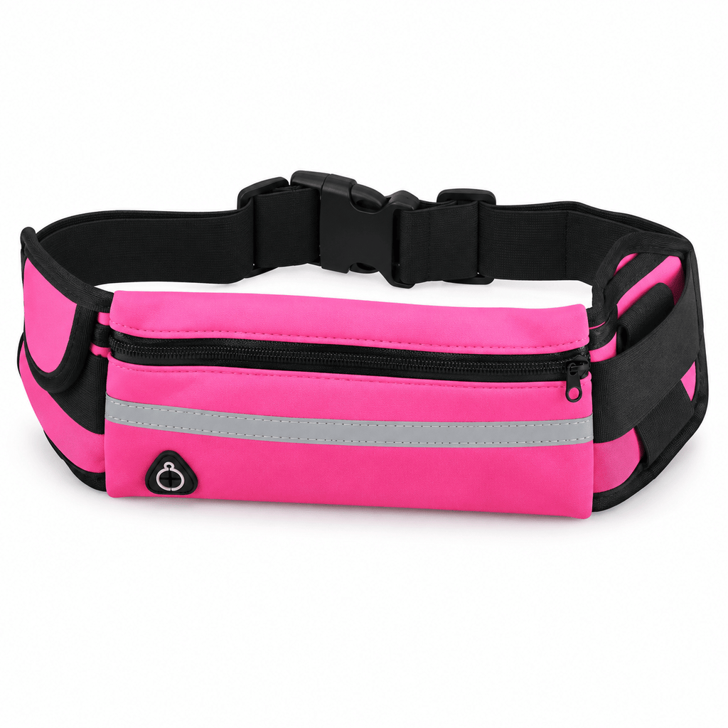 Running Belt Waist Pack with 2 Zippered Pockets, Reflective Fanny Pack with Adjustable Strap for Men and Women, Phone Holder Bag for Jogging, Walking, Hiking and Travel