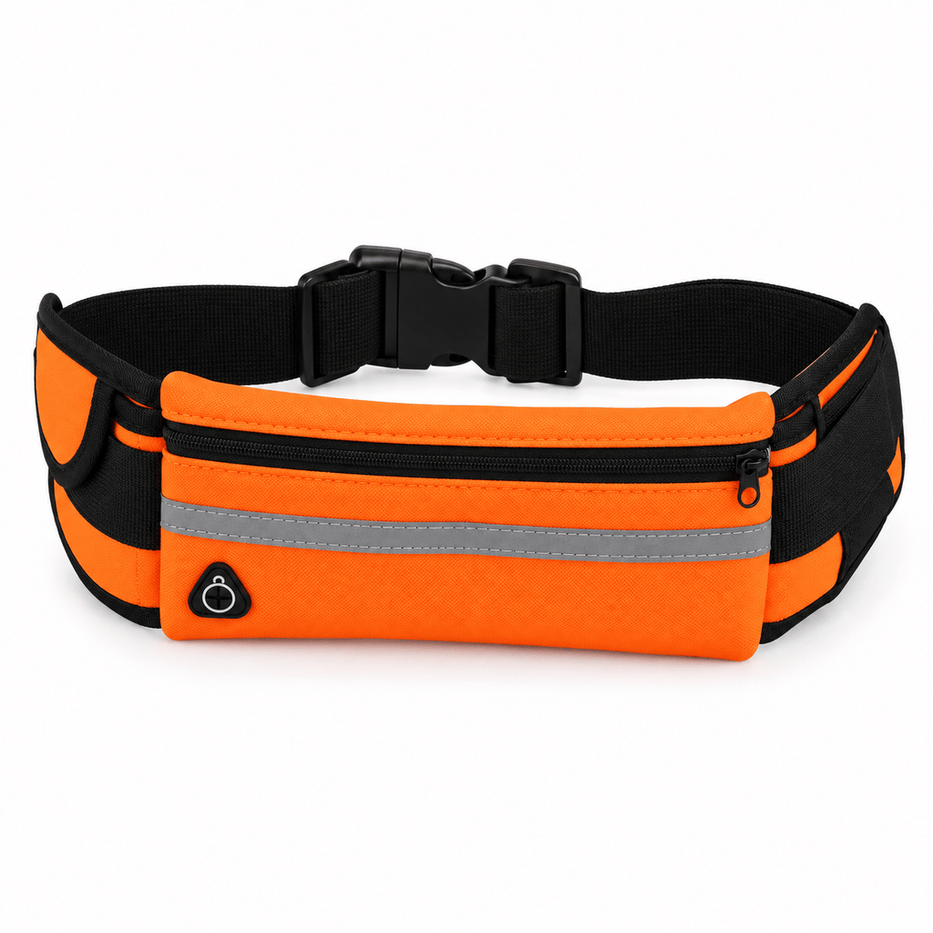 Running Belt Waist Pack with 2 Zippered Pockets, Reflective Fanny Pack with Adjustable Strap for Men and Women, Phone Holder Bag for Jogging, Walking, Hiking and Travel