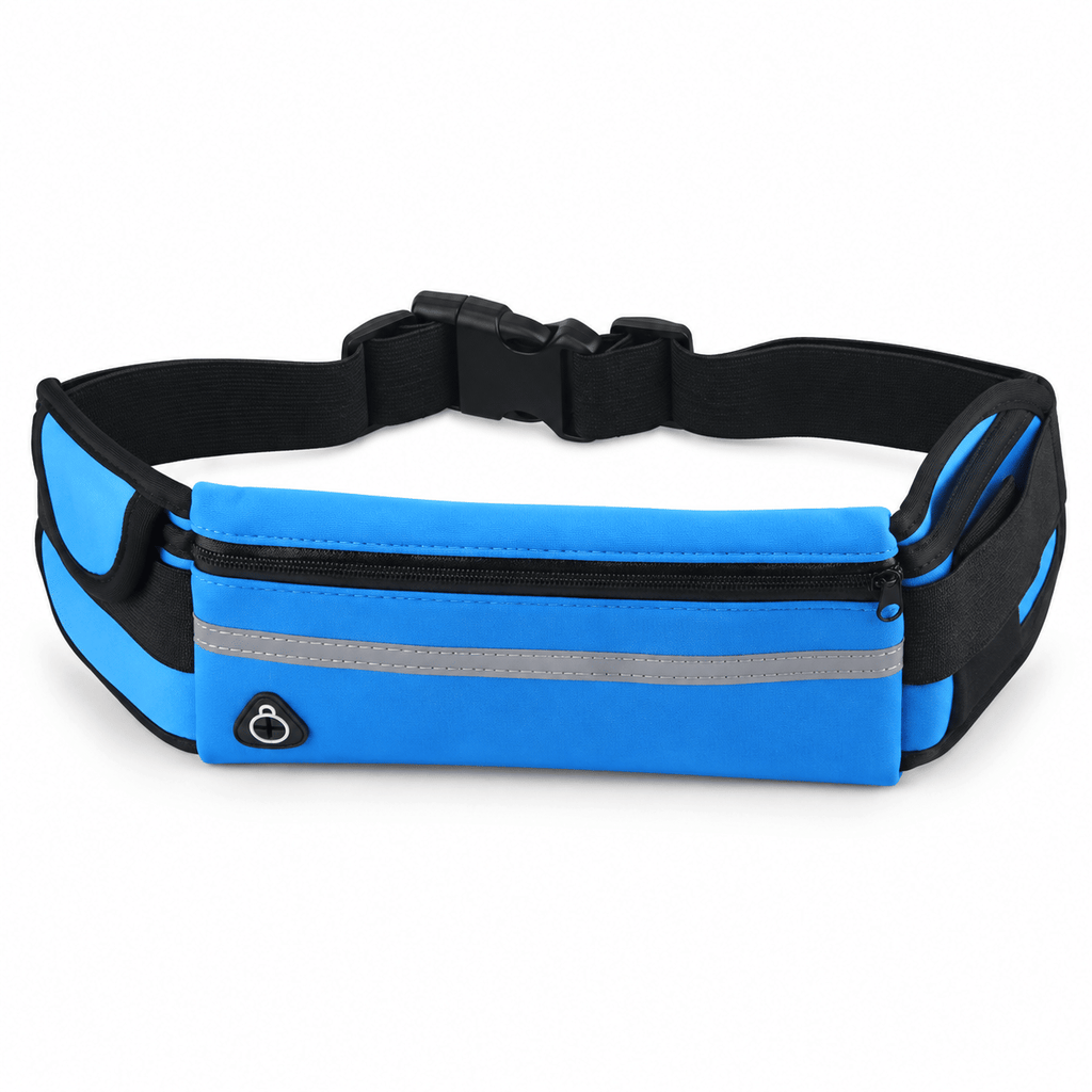 Running Belt Waist Pack with 2 Zippered Pockets, Reflective Fanny Pack with Adjustable Strap for Men and Women, Phone Holder Bag for Jogging, Walking, Hiking and Travel
