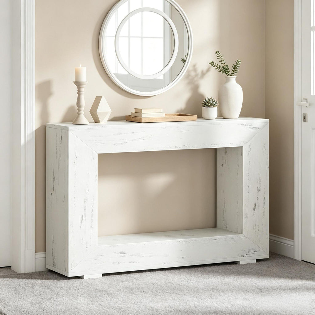 Rustic Wood Console Table 47 Inch Farmhouse Entryway Sofa Table with Storage