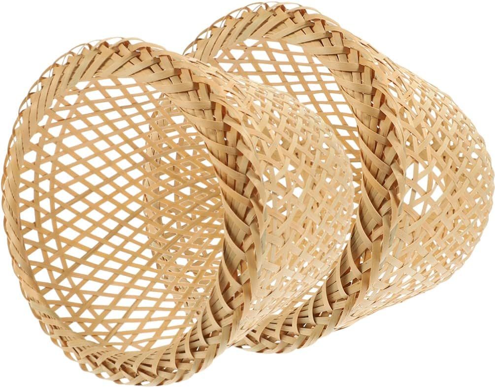 Rustic Woven Bamboo Lamp Shade Pendant Light Cover for Ceiling Lights