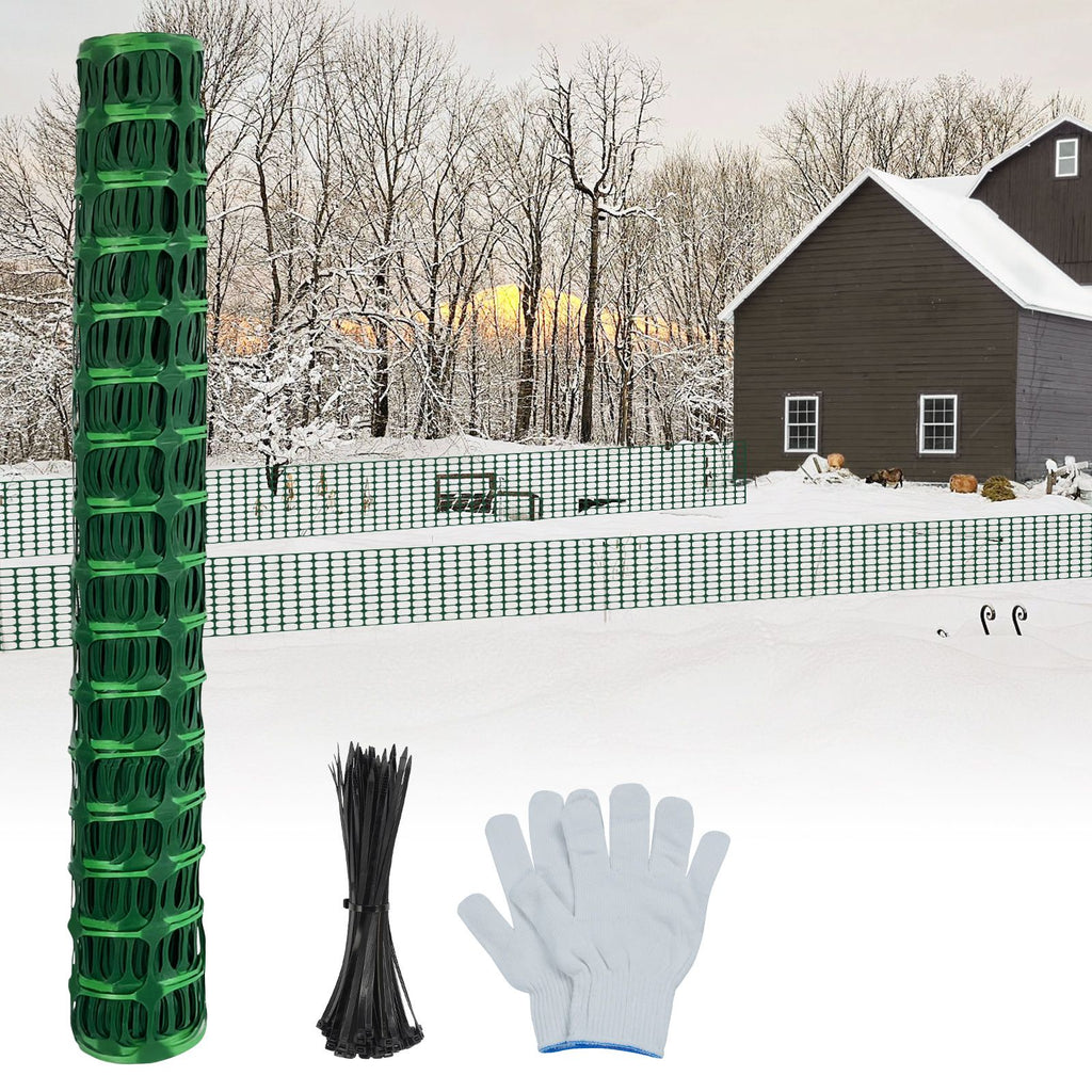 Safety Fence 4'x100' with 100 Zip Ties, Plastic Mesh Fencing Roll, Temporary Reusable Netting for Snow Fence, Garden, Construction and Animal Barrier