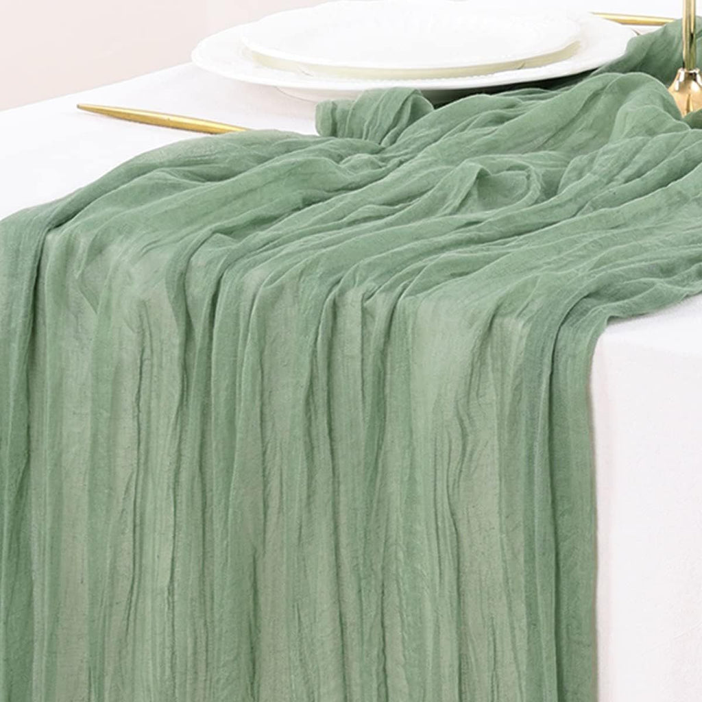 Sage Green Cheesecloth Table Runner Fall Thanksgiving Boho Rustic Farmhouse Gauze 120 inch 10FT Cheese Cloth Runner for Wedding Party Baby Shower Birthday Home Decor Holiday