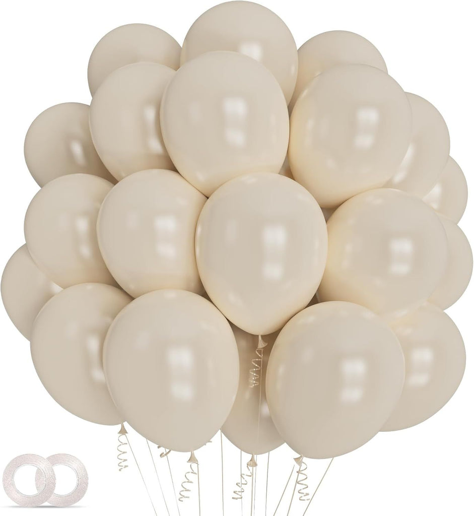 Sand White Latex Balloons 12 Inch 100 Pack Matte Latex Balloons for White Theme Birthday Party Wedding Baby Shower Decorations