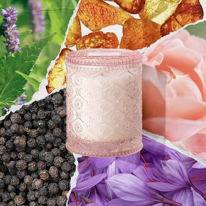 Santal Rose Scented Candle  Saffron, Rose & Leather |  Natural Soy Wax | 40 Hours