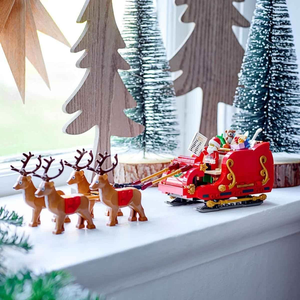 Santa's Sleigh - Building Toys for Kids, Boys & Girls, Ages 9+ - Indoor Christmas Decorations for Home W/Santa Claus Figurine & Reindeer - Gifts for Boys & Girls - 40499