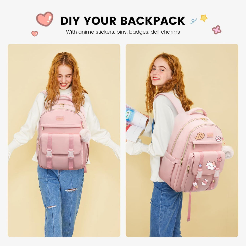 School Backpack for Teen Girls, Student Backpack Purse for 14-16 Teenage, Cute Kid Bookbag, Back to School Backpacks Fit 15.6 Inch Laptop, Large College Travel Bag