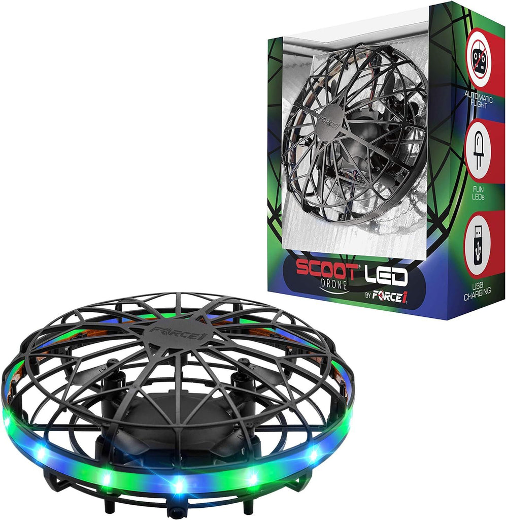 Scoot LED Hand Operated Drone for Kids or Adults - Hands Free Motion Sensor Mini Drones, Easy Indoor Flying Orb Ball Small UFO Toy for Boys and Girls (Green/Blue)