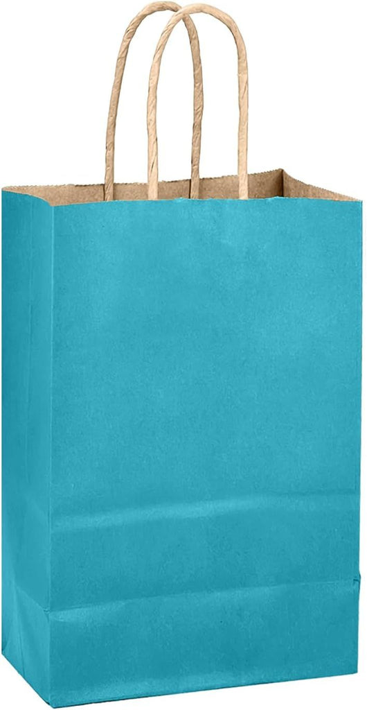 Sea Blue Gift Bag with Handles Bulk 24Pcs Paper Bags -8.3"x6"x3. 15" Party Favor Bags - Solid Color