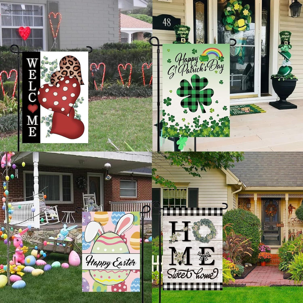 Seasonal Garden Flags Set of 12 Double Sided 12 x 18 Inch, Small Yard Flags for Outside, Christmas Halloween Easter Valentine's Day Outdoor Decor, Holiday Garden Decorations for All Seasons