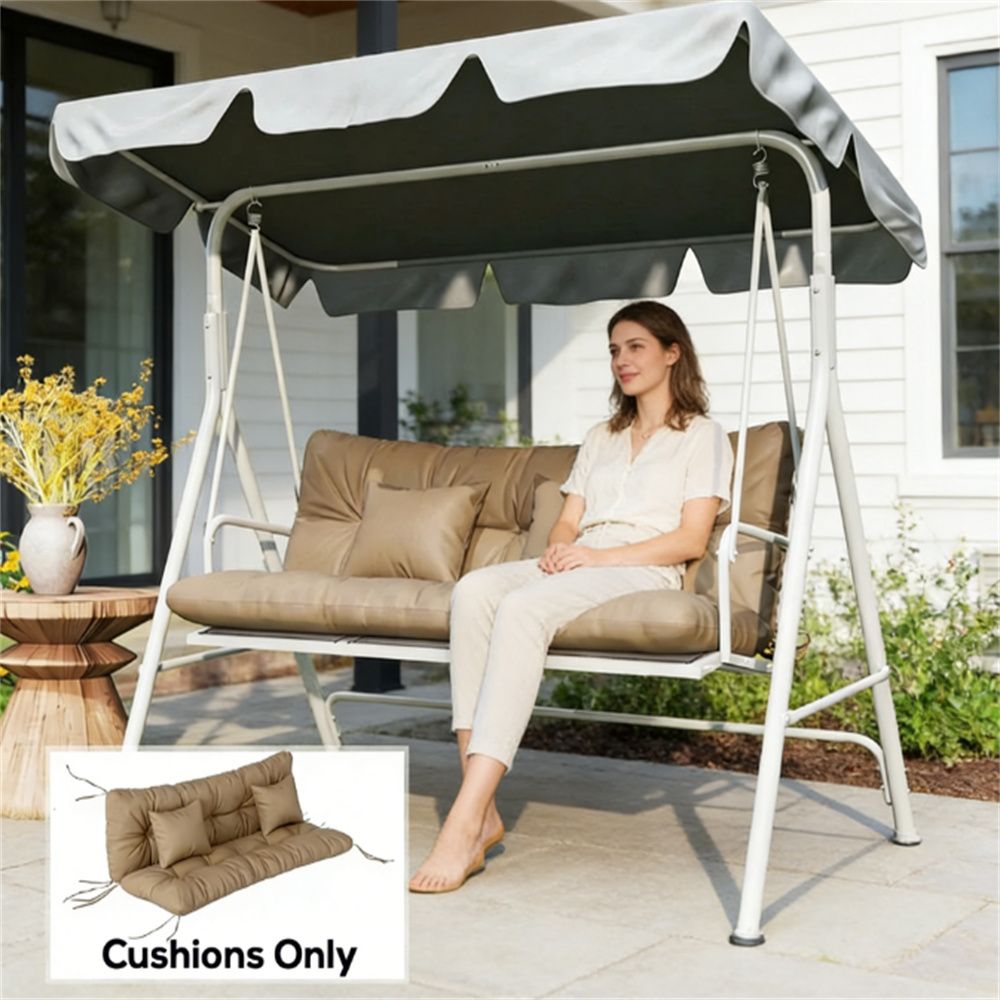 Seat cushion, terrace seat cushion, khaki (Cushion only)